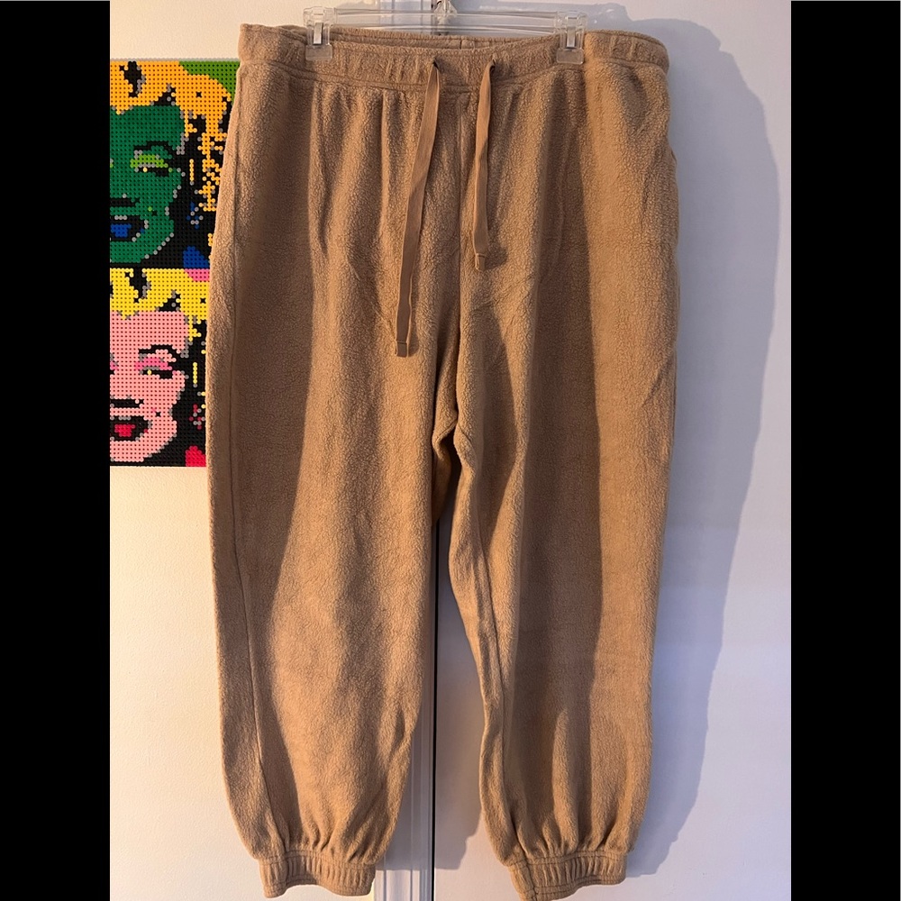 Furry beige joggers